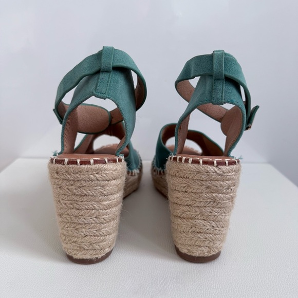 NWOT Espadrille Wedge Sandals Faux Suede Teal - Picture 6 of 8